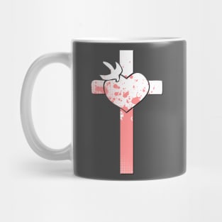 Pink and White Cross Mug